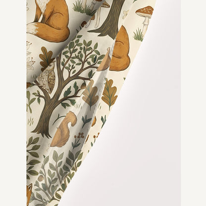 Woodland Creatures Print Wide Straps Maxi Dress With Pockets