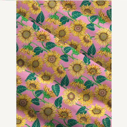 Vibrant Sunflower Floral Print Wide Straps Maxi Dress With Pockets