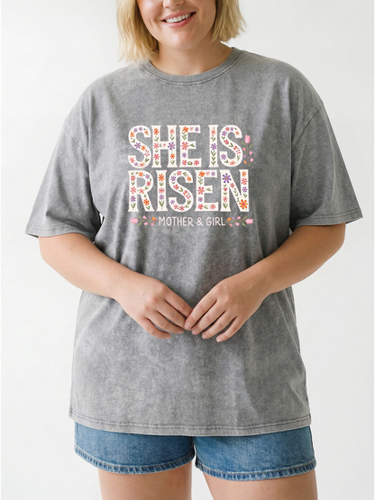 Vintage She Is Risen Washed T-Shirt