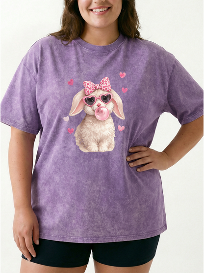 Vintage Easter Cute Bunny Washed T-Shirt