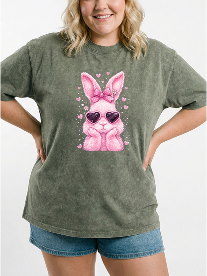 Vintage Cute Easter Bunny Washed T-Shirt