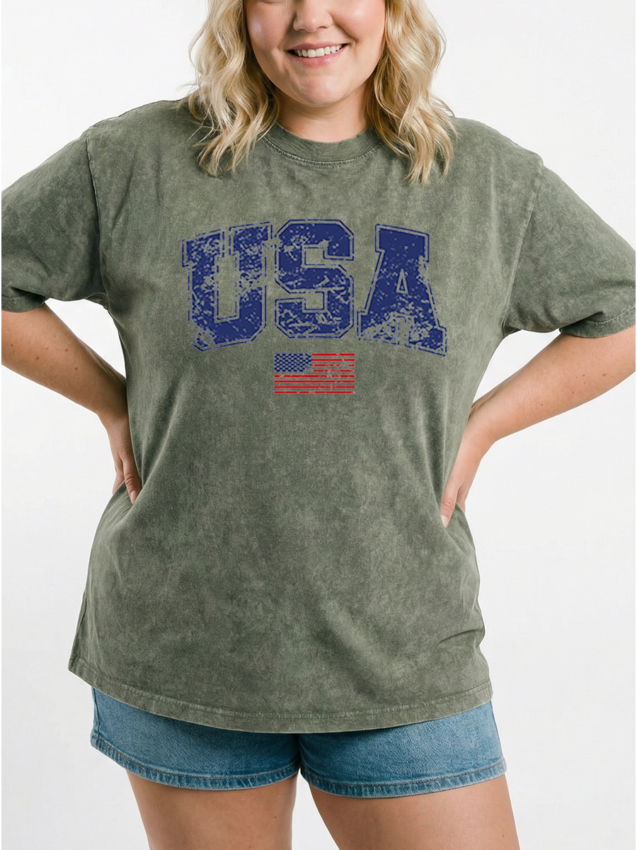 Vintage Retro Usa Washed T-Shirt