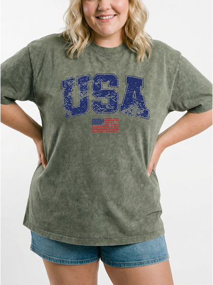 Vintage Retro Usa Washed T-Shirt