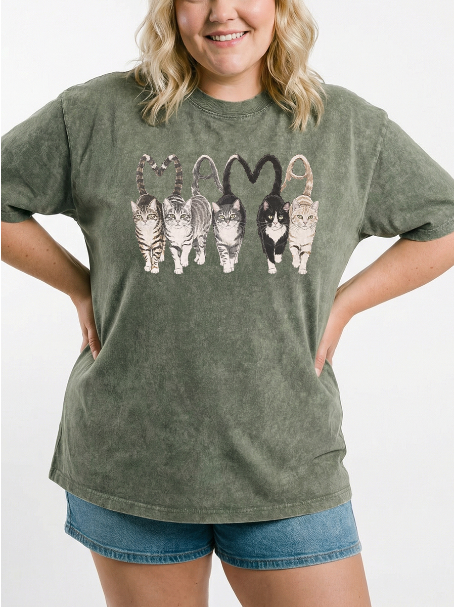Vintage Mama Cat Washed T-Shirt
