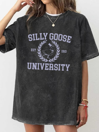 Vintage Goose University Crewneck Washed T-Shirt