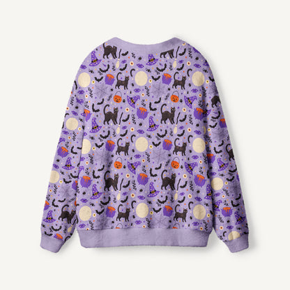 Moonlit Whiskers Print Ugly Cardigan Sweaters