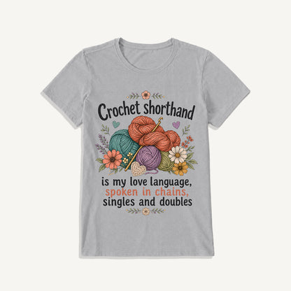 Crochet Love Language Print Crew Neck Cotton Tee