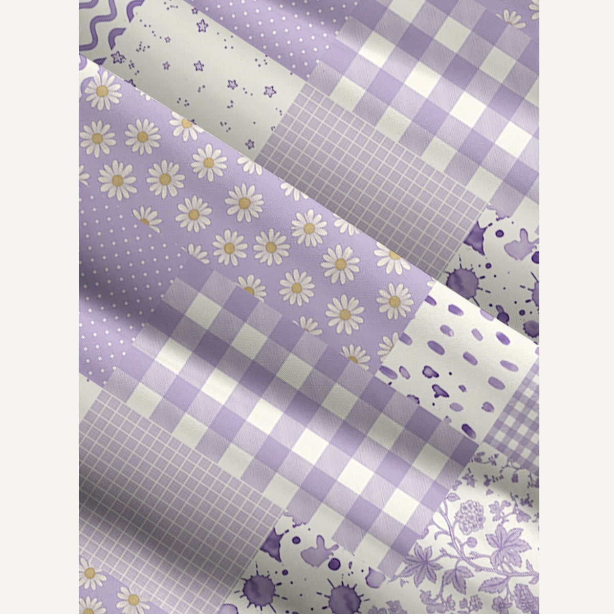 Lavender Field Patchwork Print Wide Straps Maxi Dress With Pockets