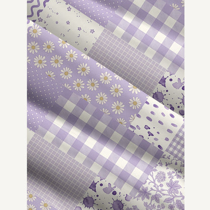 Lavender Field Patchwork Print Wide Straps Maxi Dress With Pockets