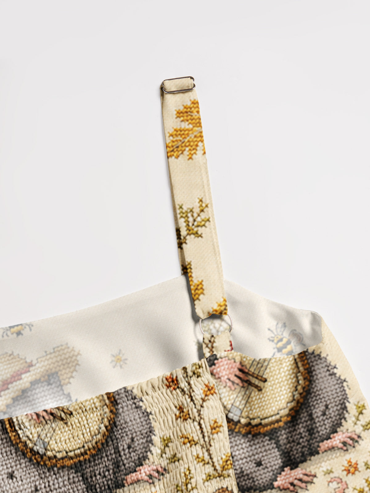 Autumn Possum Banjo Print Wide Straps Maxi Dress With Pockets