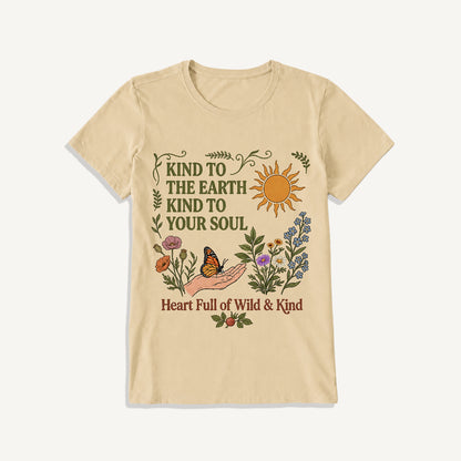 Kind Earth Kind Soul Print Crew Neck Cotton Tee