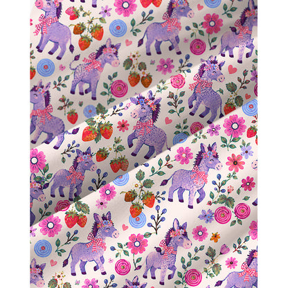 Strawberry Blossom Donkeys Print Spaghetti Strap Mini Dress