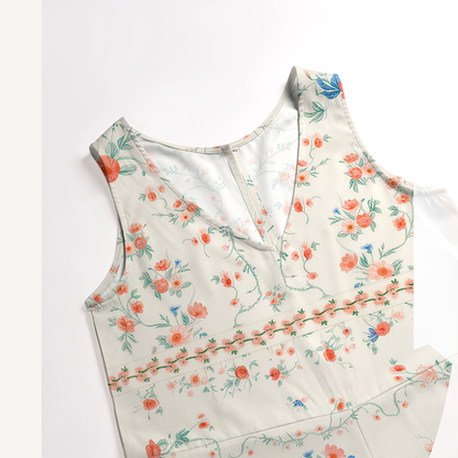 V-Neck Wild Bloom Boho Jumpsuit with Pockets for Women