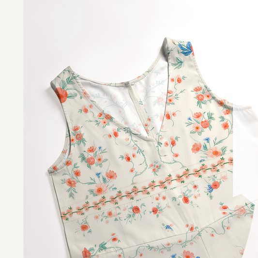 V-Neck Wild Bloom Boho Jumpsuit with Pockets for Women