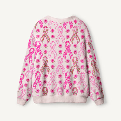 Breast Cancer Pink Ribbon Floral Ugly Cardigan Sweaters