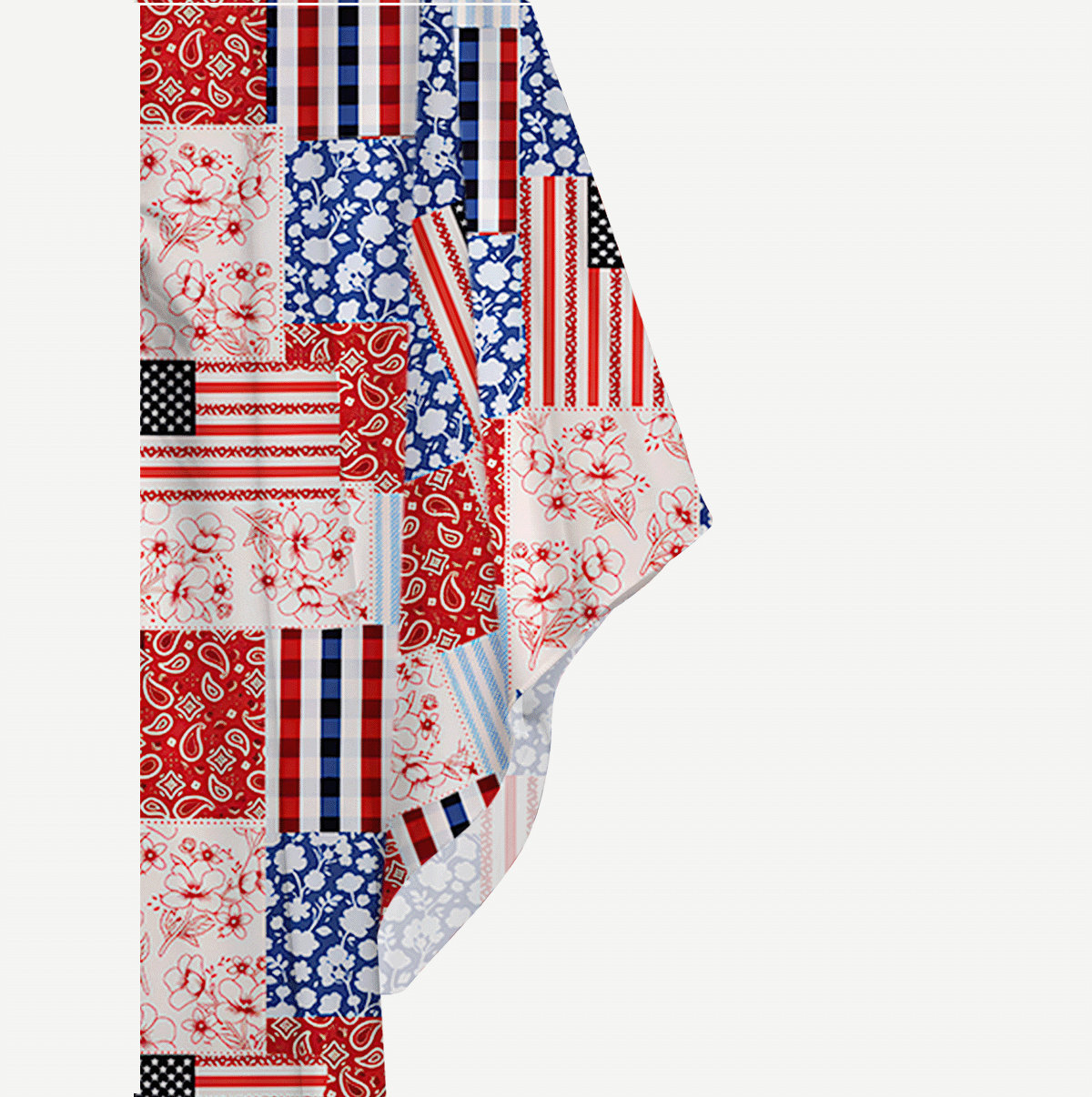 Patriotic Patchwork Quilt Kimono Sleeve Kaftan Dress