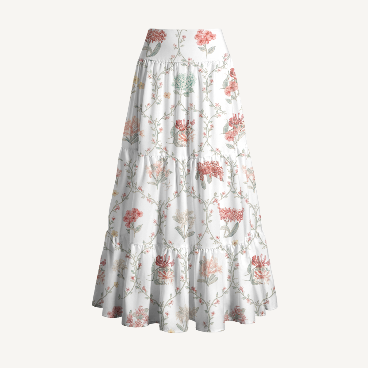 Coral Vine Print Convertible Maxi Skirt & Strapless Dress