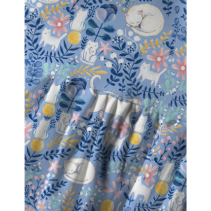 Blue Leaf Cat Spaghetti Strap Mini Dress
