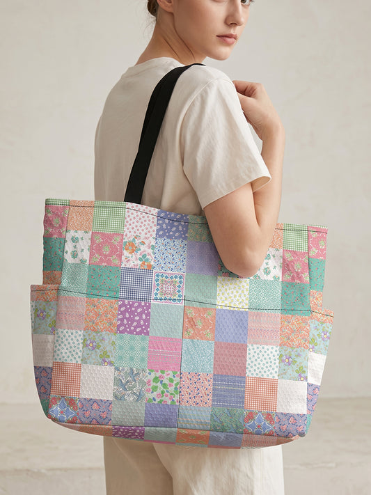 Vintage Quilt Patchwork Print Tote Bag