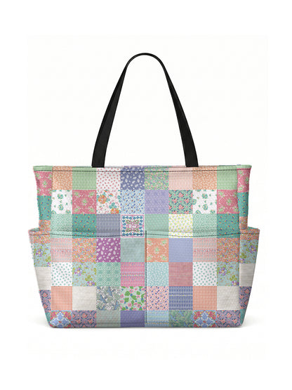 Vintage Quilt Patchwork Print Tote Bag