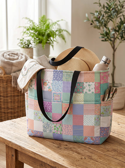 Vintage Quilt Patchwork Print Tote Bag