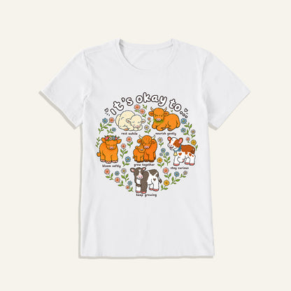 Gentle Growth Highland Cows Print Crew Neck Cotton Tee