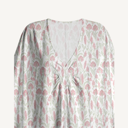 V‑Neck Wild Feather Whisper Kimono Sleeve Kaftan Dress