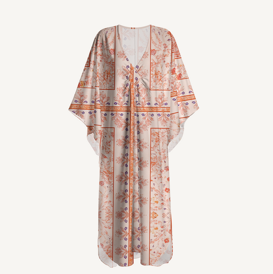 V‑Neck Dahlia Kimono Sleeve Kaftan Dress