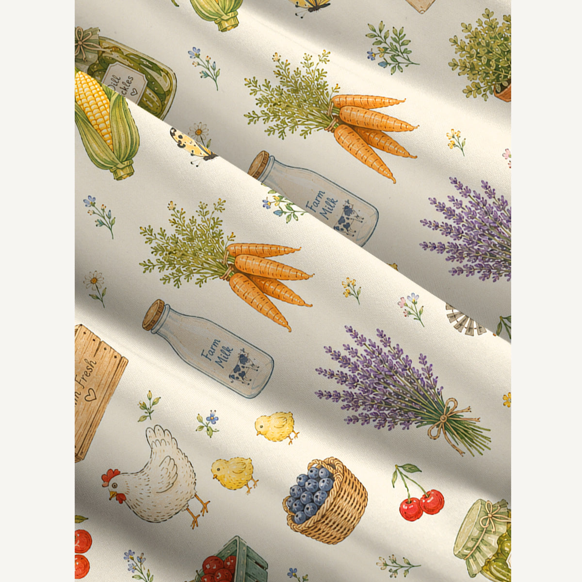 Farmhouse Harvest Market Print Wide Straps Maxi Dress With Pockets