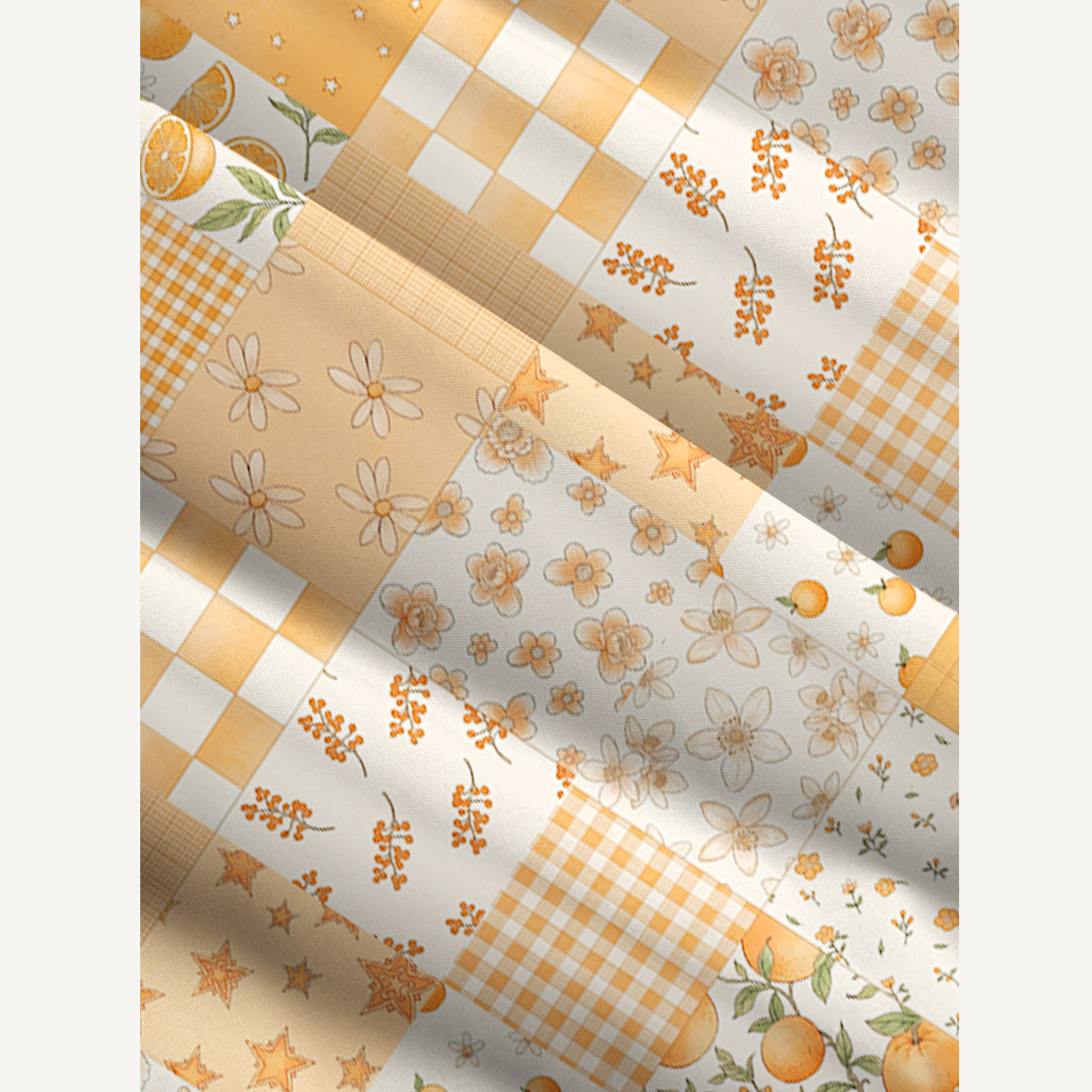 Lemon Sunshine Patchwork Print Wide Straps Maxi Dress With Pockets