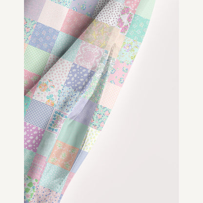 Vintage Quilt Patchwork Print Wide Straps Maxi Dress With Pockets