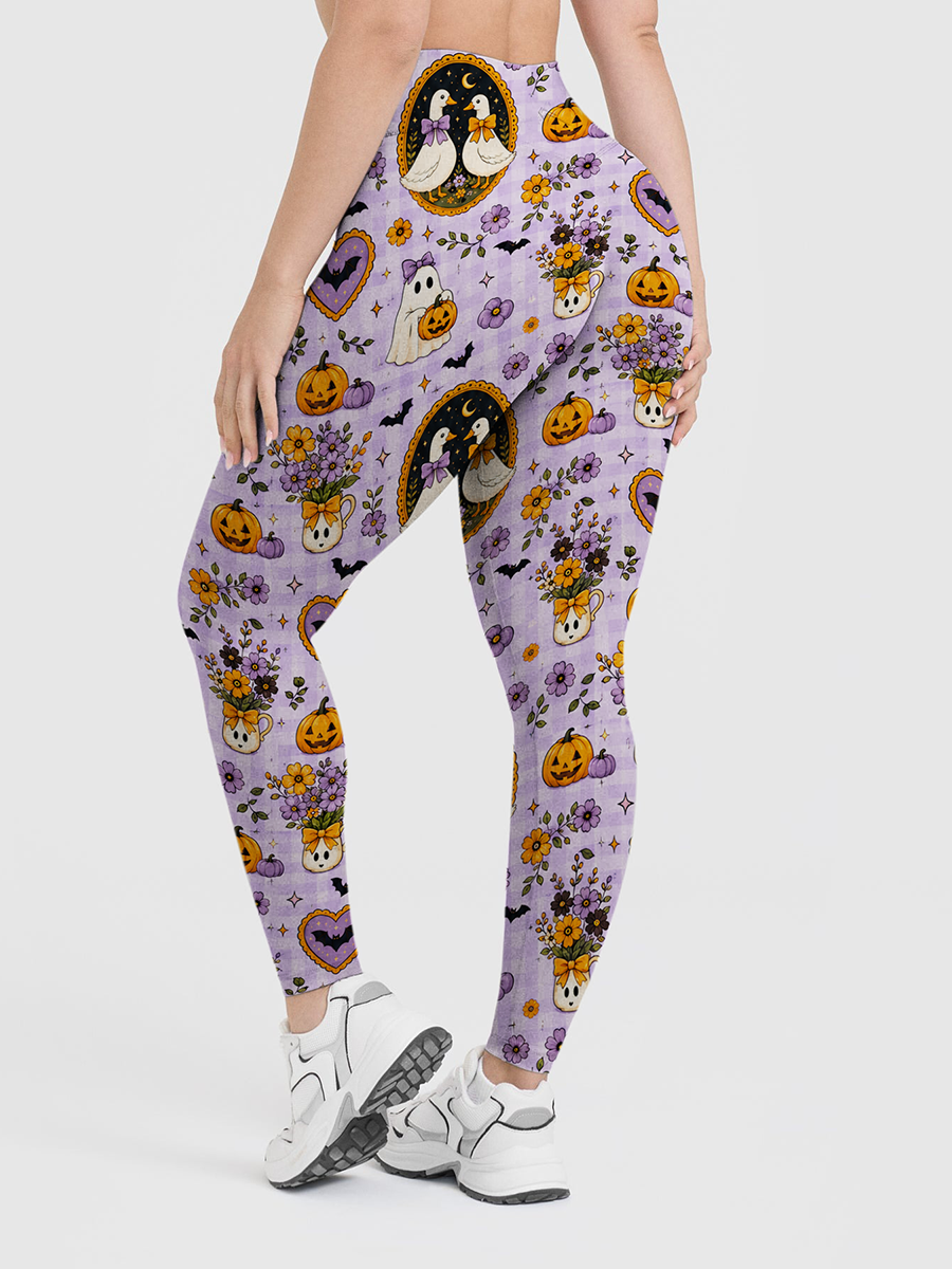 Vintage Gingham Duck Ghost Retro Halloween Leggings