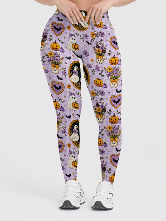 Vintage Gingham Duck Ghost Retro Halloween Leggings