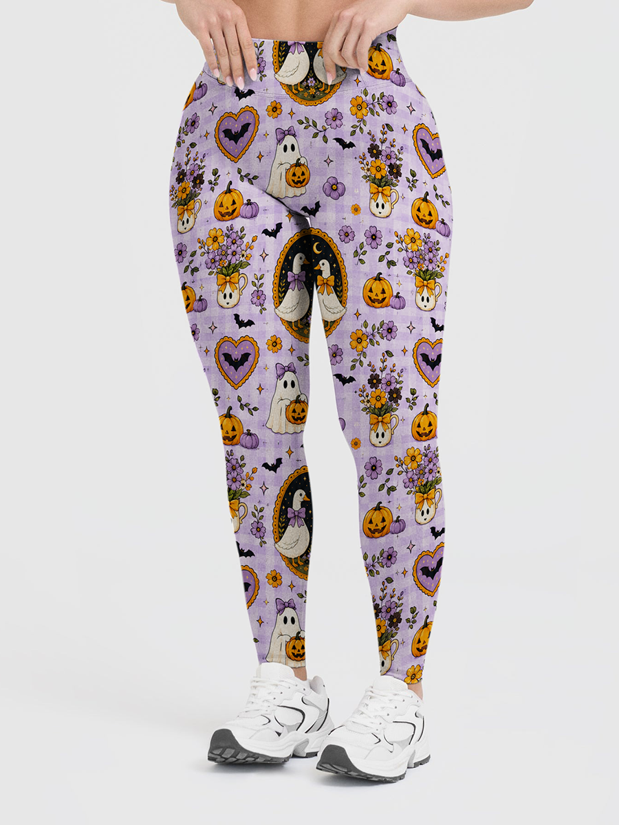 Vintage Gingham Duck Ghost Retro Halloween Leggings