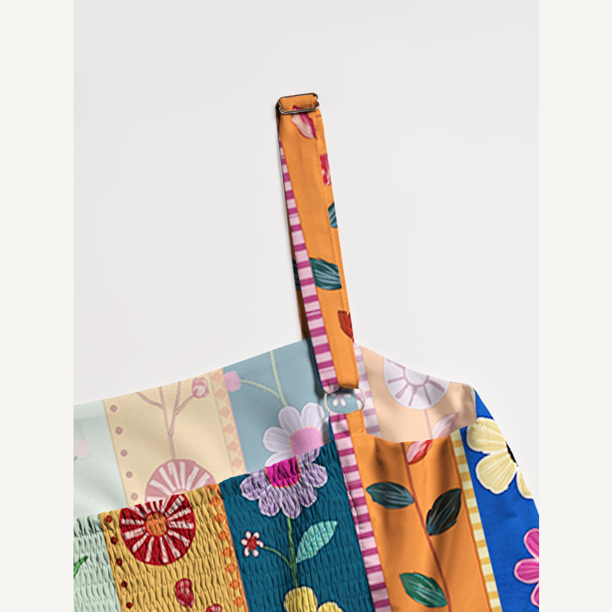 Rainbow Garden Colorblock Printed Wide Straps Maxi Dress With Pockets
