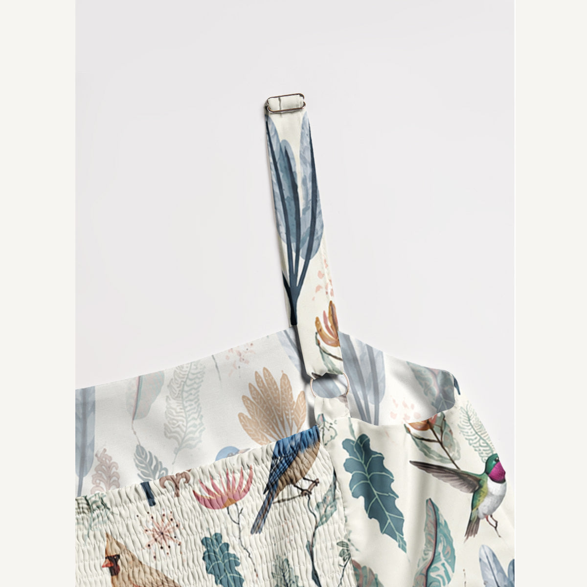 Romantic Nature Birds Print Wide Straps Maxi Dress With Pockets