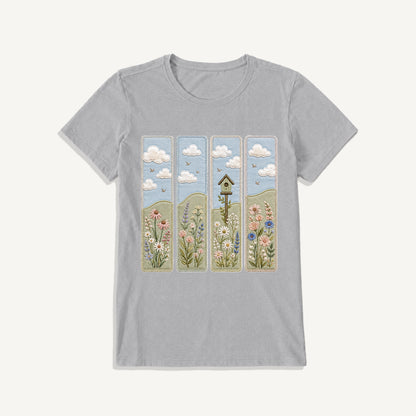 Wildflower Meadow Stitch Print Crew Neck Cotton Tee