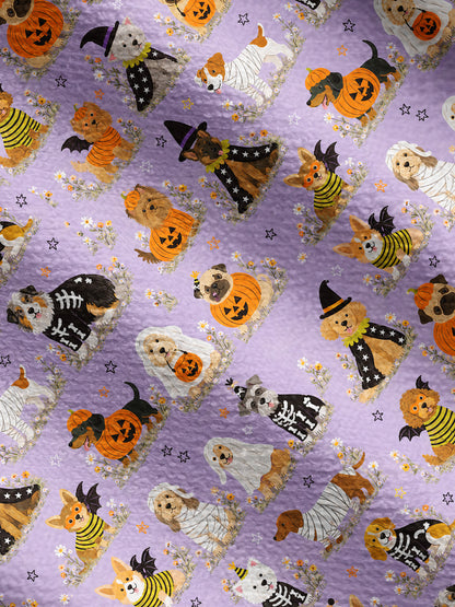 Lightweight Crew Neck Long‑Sleeve Cropped Halloween Puppy Wonderland Print Fine‑Knit Cardigan