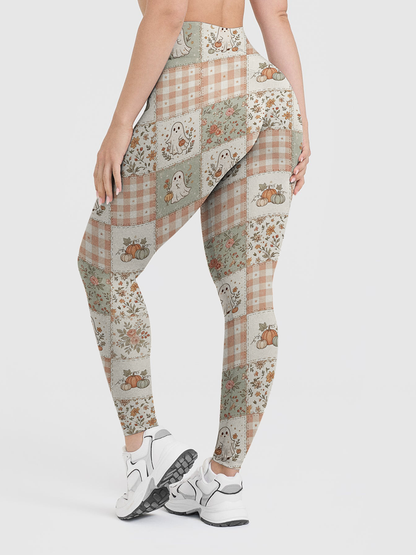 Vintage Shabby Chic Fall Patchwork Leggings