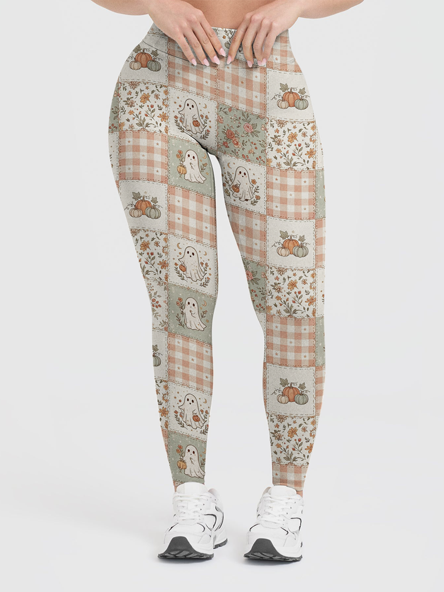 Vintage Shabby Chic Fall Patchwork Leggings