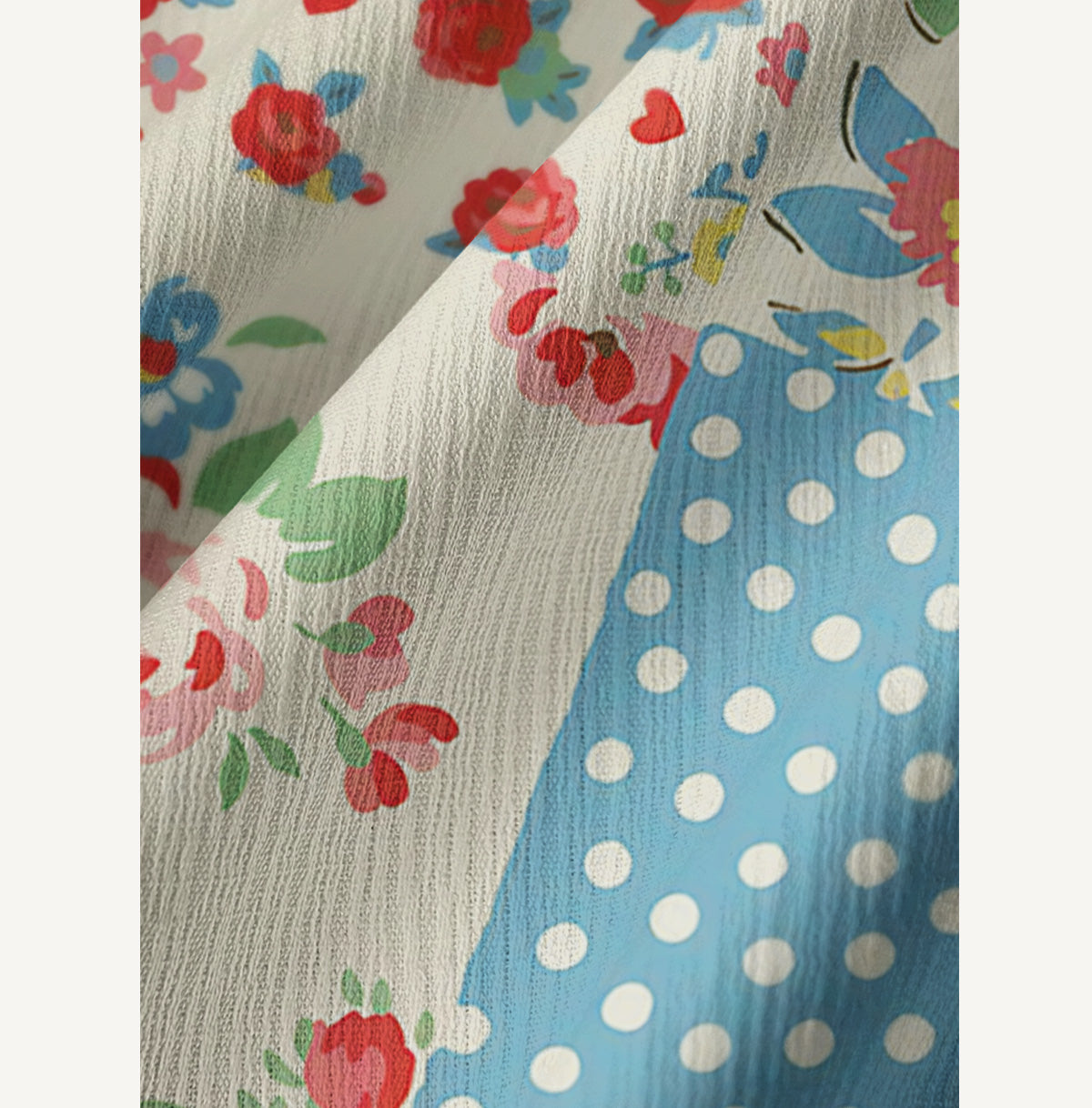 Pastel Patc Print Wide Leg Tie Waist Pants With Pockets