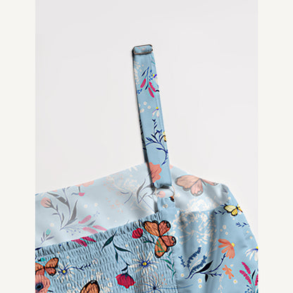 Butterfly Blossom Printed Wide Straps Maxi Dress With Pockets