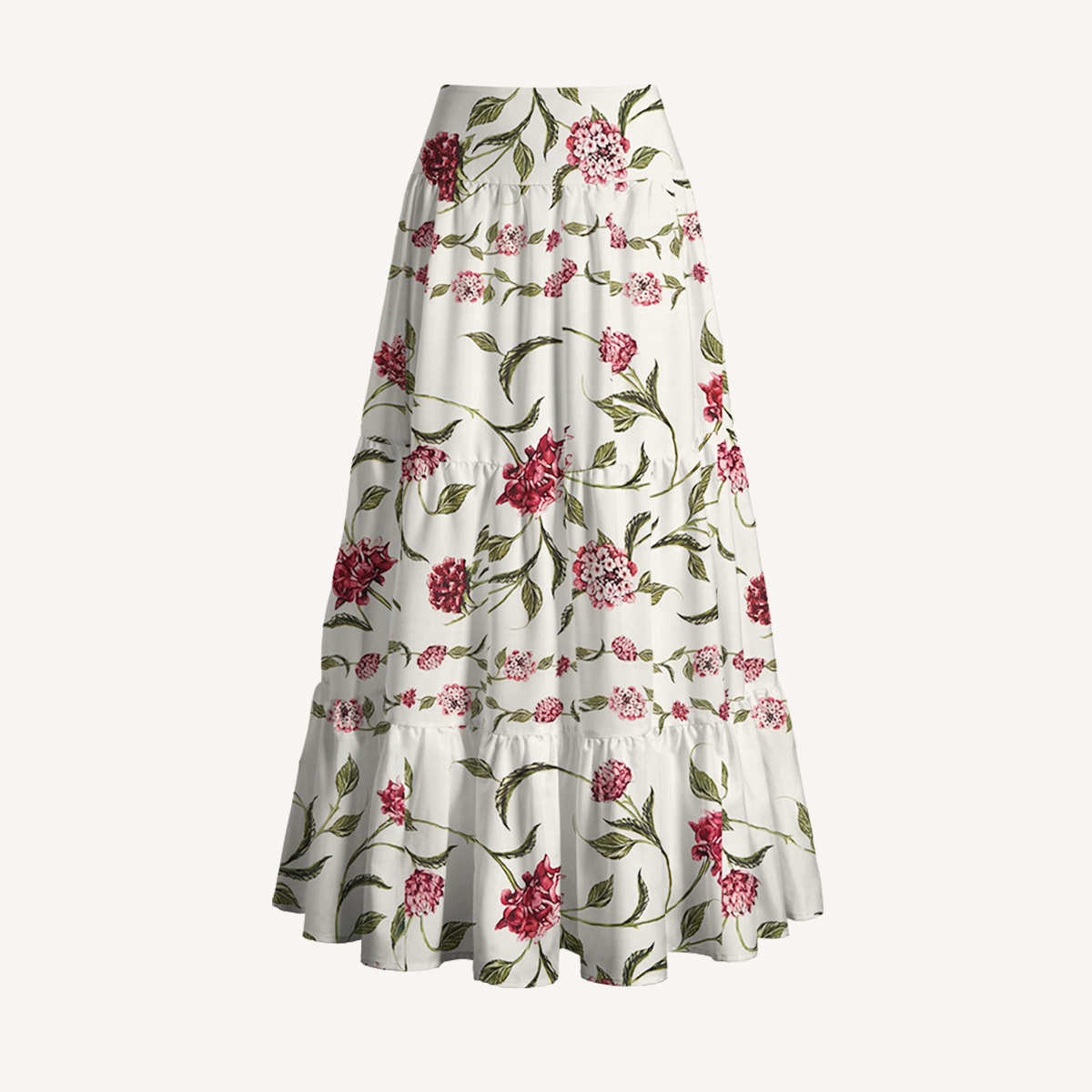 Red Floral Print Convertible Maxi Skirt & Strapless Dress