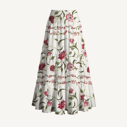 Red Floral Print Convertible Maxi Skirt & Strapless Dress