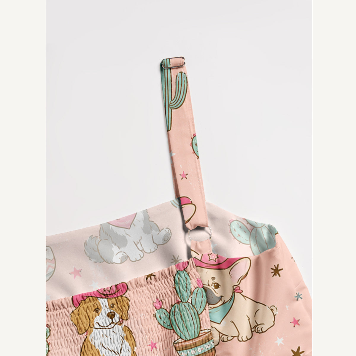 Cowgirl Dogs Pattern Print Wide Straps Maxi Dress With Pockets