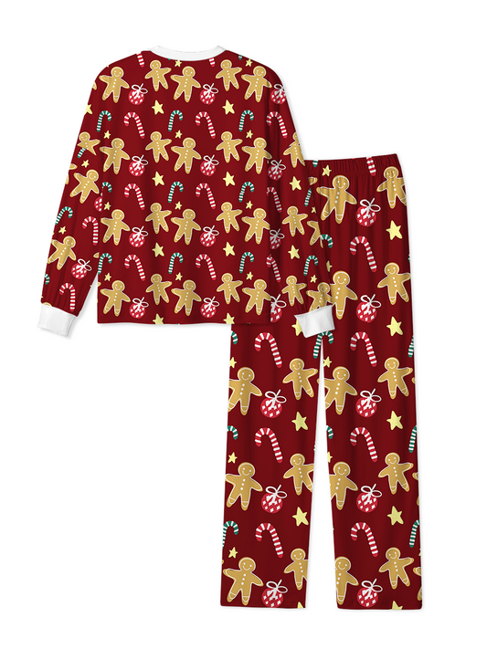 Vintage Burgundy Gingerbread  Christmas Pajamas