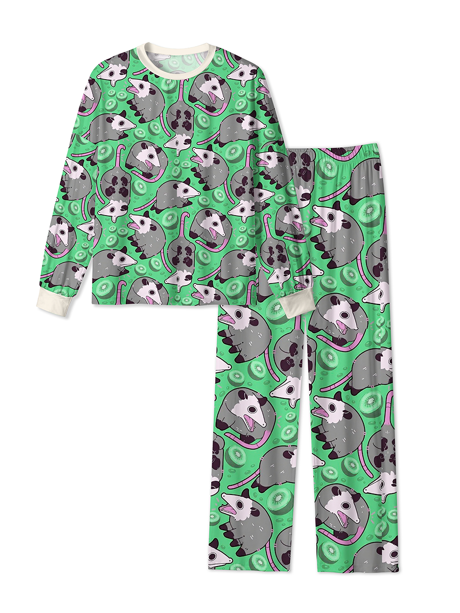 Vintage Cute Opossum Kiwi Fruit Pajamas