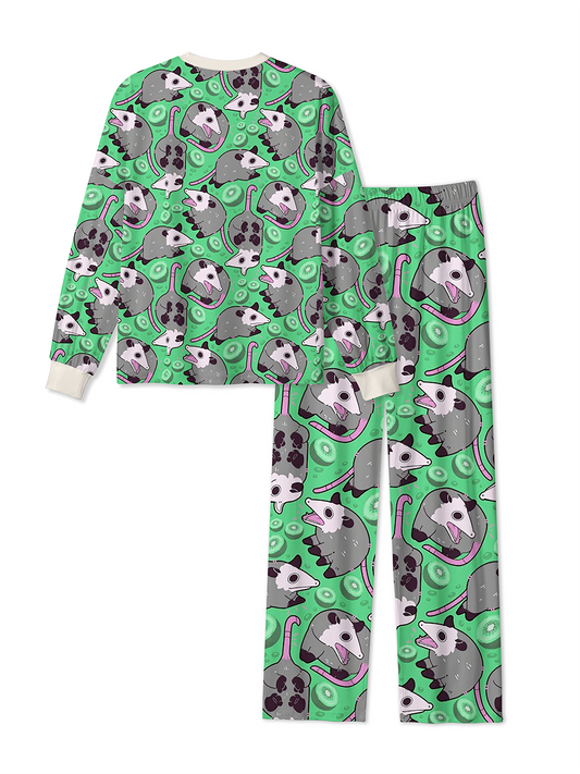 Vintage Cute Opossum Kiwi Fruit Pajamas