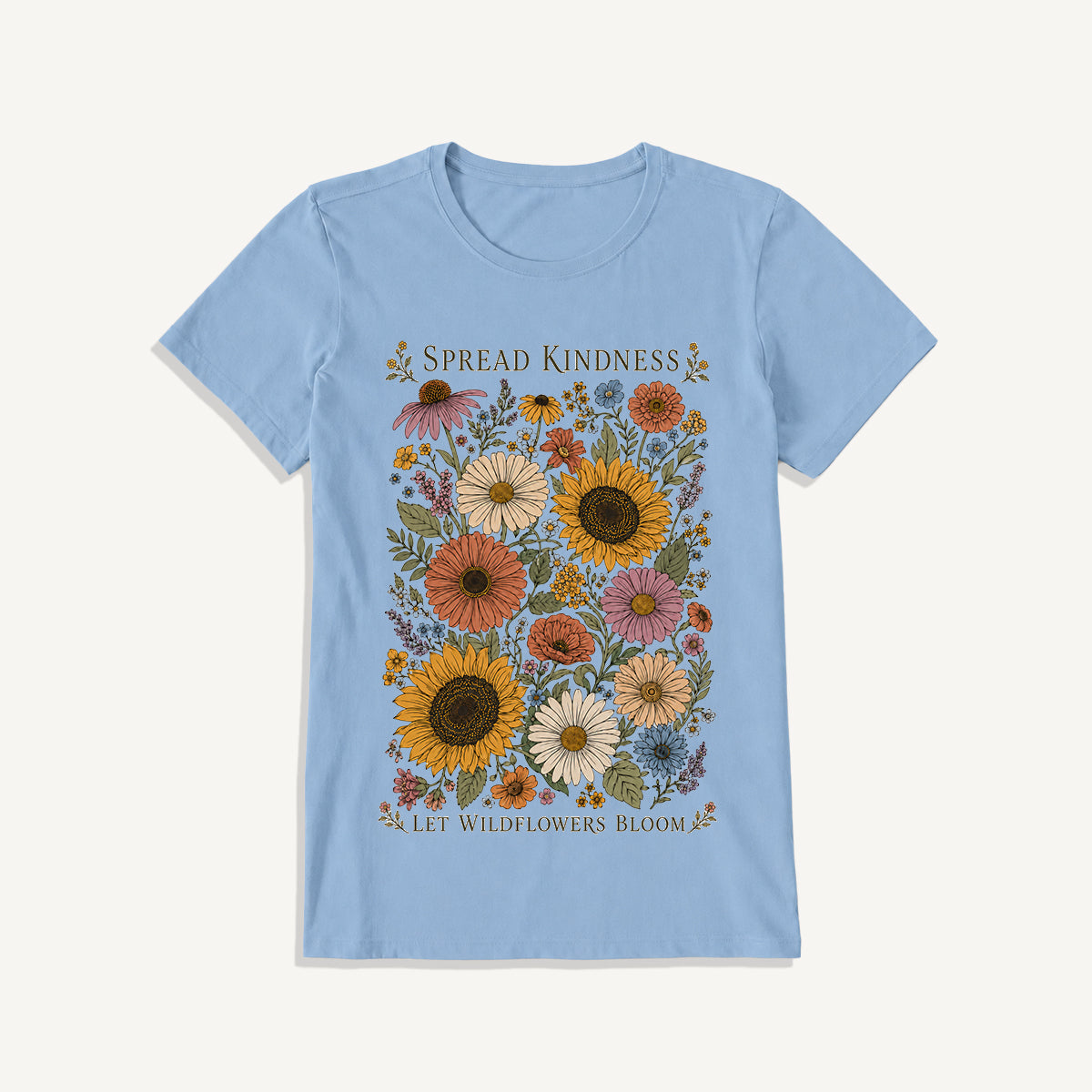 Kindness Wildflower Garden Print Crew Neck Cotton Tee