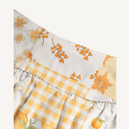 Lemon Sunshine Patchwork Print Convertible Maxi Skirt & Strapless Dress
